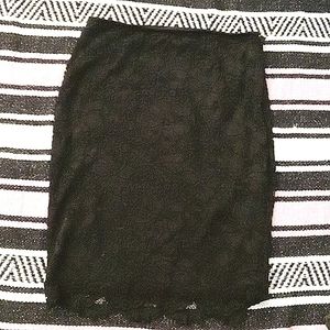 Long Black Floral Print Skirt